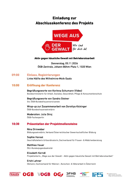 Programm: Abschlussveranstaltung "Wege aus der Gewalt"
